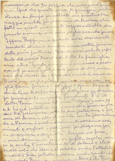 L’immagine riproduce la seconda facciata dell’ultima lettera di Ada Michlstaedter al marito Giuseppe Marchesini, scritta il giorno prima l’inizio del suo viaggio per Auschwitz. 