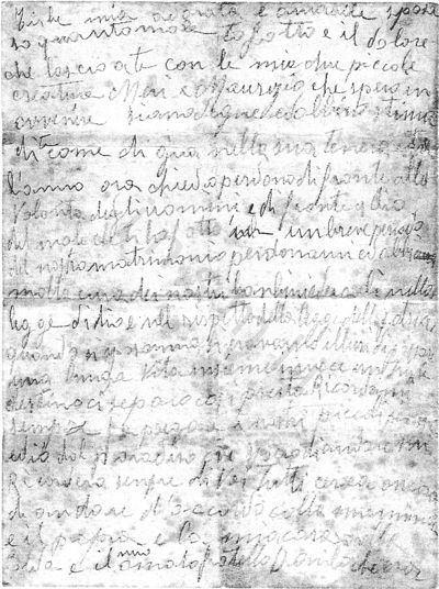 L’immagine riproduce la fotocopia della prima facciata della lettera scritta da Emilio Po alla moglie Tisbe, tra il giorno della cattura (8 nov. 1944) e quello dell’esecuzione (11 nov. 1944).