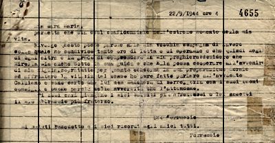 L’immagine riproduce la trascrizione a macchina di una delle ultime lettere di Ferruccio Valobra, scritta alla vecchia compagna di lavoro Maria poche ore prima della fucilazione.