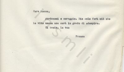 L’immagine riproduce l’ultima lettera scritta da Franca Lanzone alla madre.