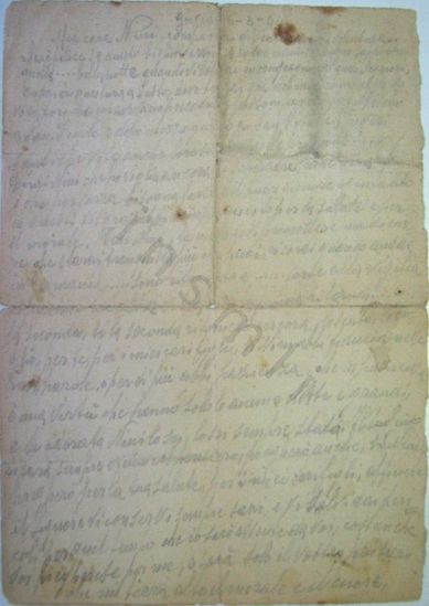 L’immagine riproduce la prima facciata della lettera scritta da Guido Valota alla moglie il giorno prima di essere deportato a Mauthausen. Il documento è vergato in matita su entrambi i lati di quello che pare un foglio di un registro di carico.