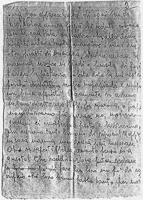 L’immagine riproduce la fotocopia cartacea della seconda pagina dell’ultima lettera scritta da Jole Baroncini alla sorella Nella.
