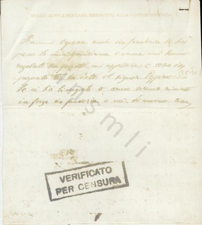 L’immagine riproduce la seconda facciata dell’ultima lettera di Luigi Egidio Brusoni a moglie e figlia, scritta dal lager di Bolzano quattro giorni prima di essere deportato a Mauthausen.