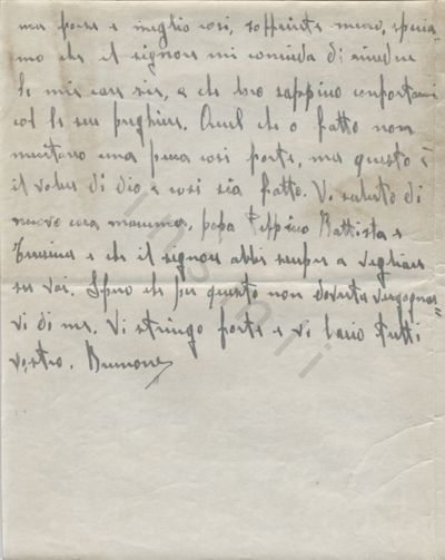 L’immagine riproduce la copia fotografica della seconda facciata della lettera di Mario Bruno Corti ai genitori, scritta poche ore prima dell’esecuzione.