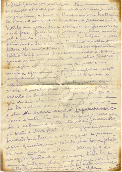 L’immagine riproduce la quarta facciata dell’ultima lettera di Ada Michlstaedter al marito Giuseppe Marchesini, scritta il giorno prima l’inizio del suo viaggio per Auschwitz.