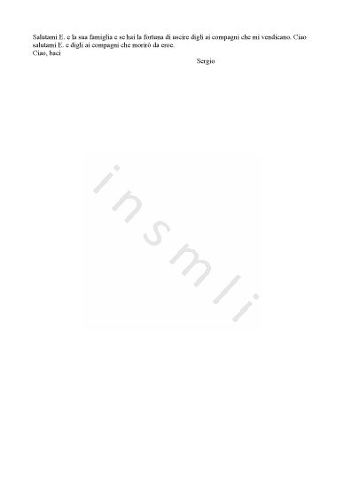 L’immagine riproduce la trascrizione dell’ultima lettera di Dino Berisso, scritta prima tra la cattura e la fucilazione.