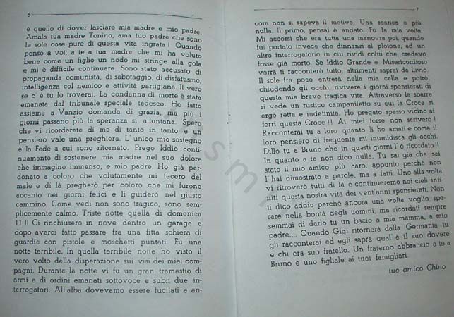 L’immagine riproduce l’ultima parte della trascrizione a stampa della lettera inviata da Domenico Rasi all’amico il 21 giugno 1944.
