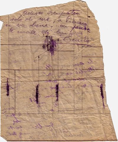 L’immagine riproduce la seconda facciata dell’ultima lettera di Enrico Bucchioni alla madre, scritta il giorno prima di essere fucilato.