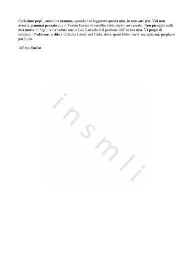 L’immagine riproduce il testo dell’ultima lettera scritta da Enrico Marasili ai genitori, fedele a come è stato pubblicato a pag. 49 del volume di Arnaldo Colombo "La Resistenza all’ombra di Sant’Eusebio" (Vercelli, Litocopy, 1981).
 