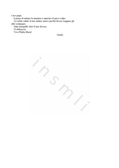 L’immagine riproduce il testo dell’ultima lettera scritta da Ferdinando Agnini poco dopo la cattura e prima dell’esecuzione. 