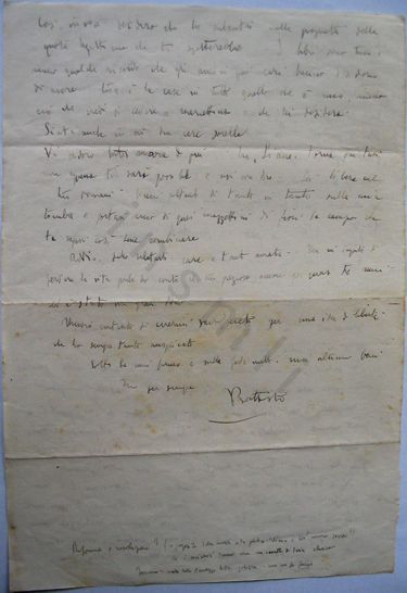 L’immagine riproduce la seconda facciata dell’ultima lettera di Giovanni Battista Vighenzi alla moglie Liana.
