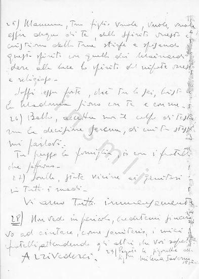 L’immagine riproduce la fotocopia della diciottesima facciata del testamento spirituale di Giorgio Mainadi, scritto ai genitori poco prima di unirsi ai partigiani. Trattasi della quarta facciata del secondo messaggio, scritto il 12 ottobre 1943. Il documento originale è scritto sul retro di un foglio bianco.