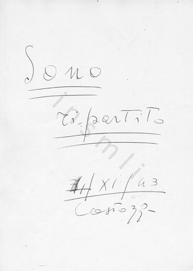 L’immagine riproduce la fotocopia della ventunesima facciata del testamento spirituale di Giorgio Mainadi, scritto ai genitori poco prima di unirsi ai partigiani. Trattasi della prima facciata del quarto e ultimo messaggio, scritto il 4 novembre 1943 da Costozza. Il documento originale è scritto sul fronte di un foglio bianco.