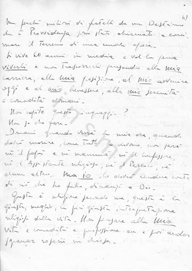 L’immagine riproduce la fotocopia della settima facciata del testamento spirituale di Giorgio Mainadi, scritto ai genitori poco prima di unirsi ai partigiani.
Il documento originale è scritto sul fronte di un foglio bianco.