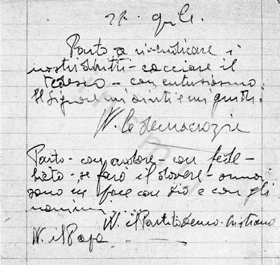 L’immagine riproduce la fotocopia dell’ultima lettera di Giuseppe Caron, scritta poco prima di unirsi ai partigiani.
