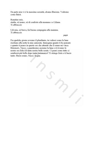 L’immagine riproduce il testo dell’ultima lettera scritta da Gustavo Capitò alla moglie e ai figli.