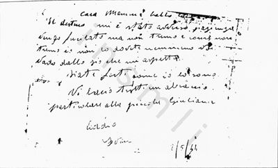 L’immagine riproduce la fotocopia dell’ultima lettera di Ivan Silvestrini, scritta ai genitori il 2 maggio 1944.