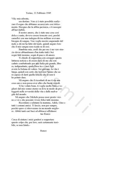 L’immagine riproduce il testo dell’ultima lettera di Lorenzo Viale a Viky, pubblicata a pag. 90 del volume di Padre Ruggero Cipolla "I miei condannati a morte" (Torino, Il Punto, 1998).