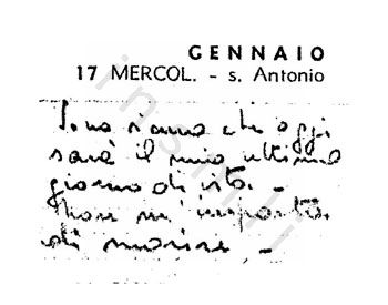 L’immagine riproduce il messaggio scritto da Ticchioni il 17 gennaio 1944 nella relativa pagina della propria agenda.
