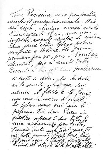L’immagine riproduce la fotocopia della prima facciata della lettera scritta da Maria Lazzari alla sorella Parisina, e gettata dalla tradotta poco dopo la partenza da Trieste per il lager di Ravensbruck.