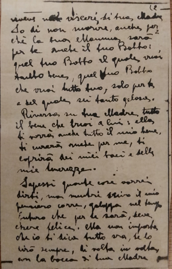 L’immagine riproduce la copia fotostatica della seconda facciata della lettera scritta da Paolo Braccini alla figlia, il giorno della sua condanna a morte. 