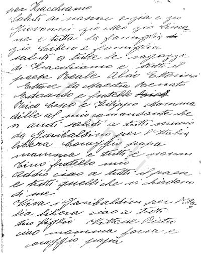 L’immagine riproduce la fotocopia della seconda facciata dell’ultima lettera scritta da Pietro Vittone. 
L’originale è conservato presso l’Istituto storico della Resistenza e dell’età contemporanea di Imperia.