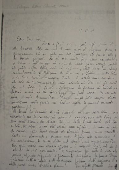 L’immagine riproduce la copia fotostatica della copia manoscritta dell’ultima lettera di Raffaele Menici, scritta poco prima della morte.