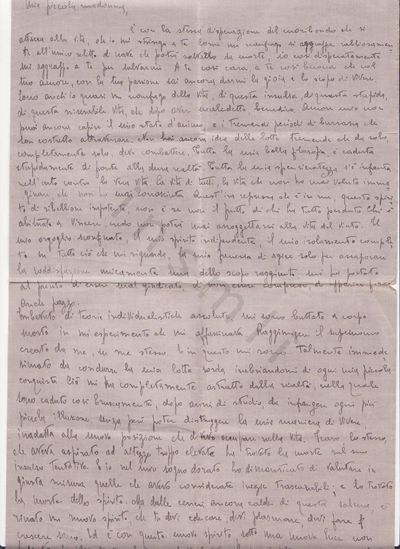 L’immagine riproduce la prima facciata di una delle lettere scritte da Raffaele Zicconi dal carcere di Regina Coeli. Per contenuto e significato, essa può essere considerata il suo "testamento spirituale".
Il documento pare vergato in matita su un foglio di carta in bianco.