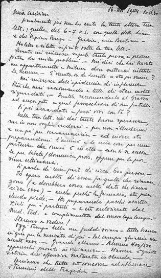 L’immagine riproduce la prima facciata dell’ultima lettera di Roberto Enea Lepetit, scritta alla moglie Hilda dal Lager di Bolzano pochi giorni prima di essere inviato a Mauthausen.