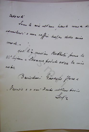 L’immagine riproduce l’ultima lettera di Sergio Alpron ai suoi cari.