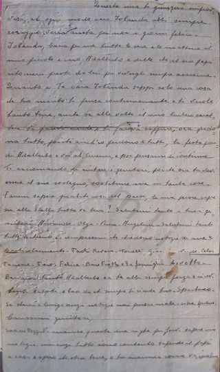 L’immagine riproduce la prima facciata dell’ultima lettera di Spartaco Belleri alla moglie Iolanda e ai genitori, scritta sull’apposito foglio per la corrispondenza fornito dalle autorità del campo di concentramento di Bolzano.