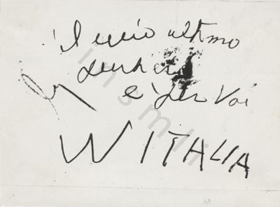L’immagine riproduce la fotografia del messaggio scritto sul tergo della fotografia d’uno dei tre figli, ritrovata sulla salma di Umberto Fogagnolo all’obitorio.