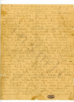 L’immagine riproduce la seconda pagina della lettera scritta a mano da Umberto Ricci in carcere il 23 agosto 1944. 
Il documento è scritto in 2 pagine fronte-retro a matita su carta a quadretti.